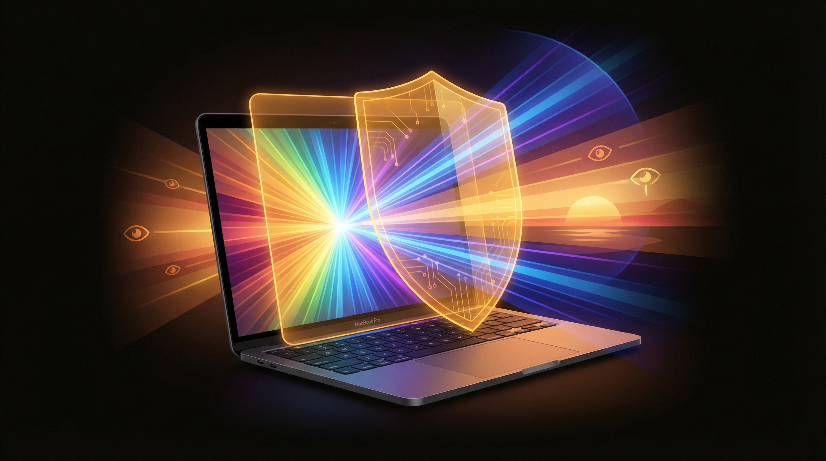 Blue light filtering on Mac - shield blocking blue light rays while warm light passes through